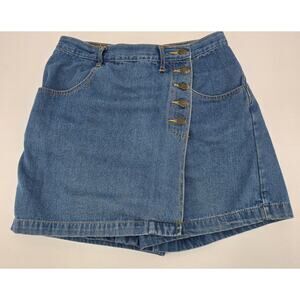 Vintage Giorgio Di Sant'Angelo 
High-Waisted Denim Side Button Skort
